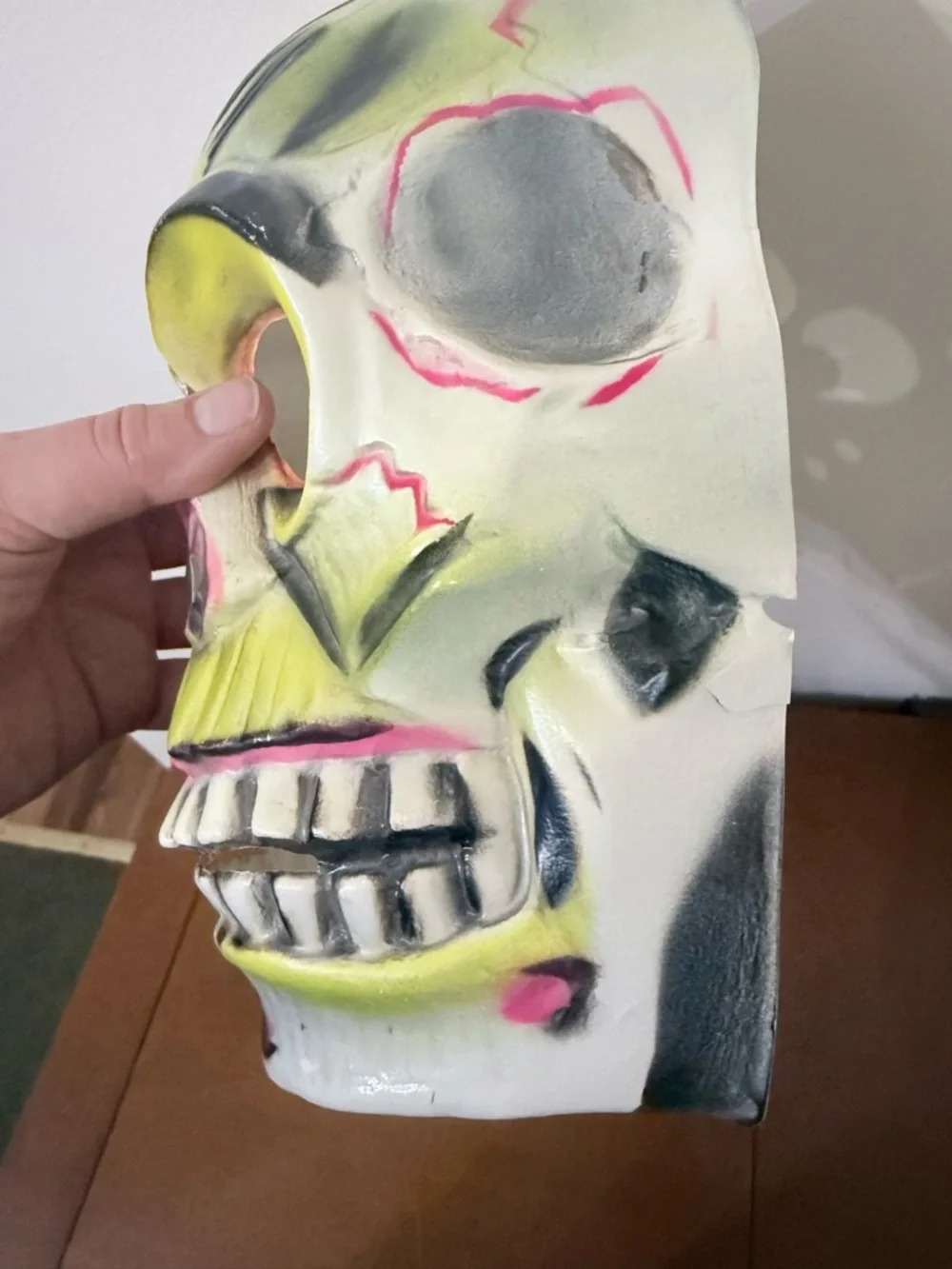 Vintage 1950s 60s Bayshore Neon Retro Skull Skeleton Halloween Mask Ben Cooper